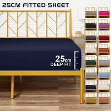 25cm Extra Deep Fitted Bed Sheet Hotel Quality New Discount Mattress Sheets UK