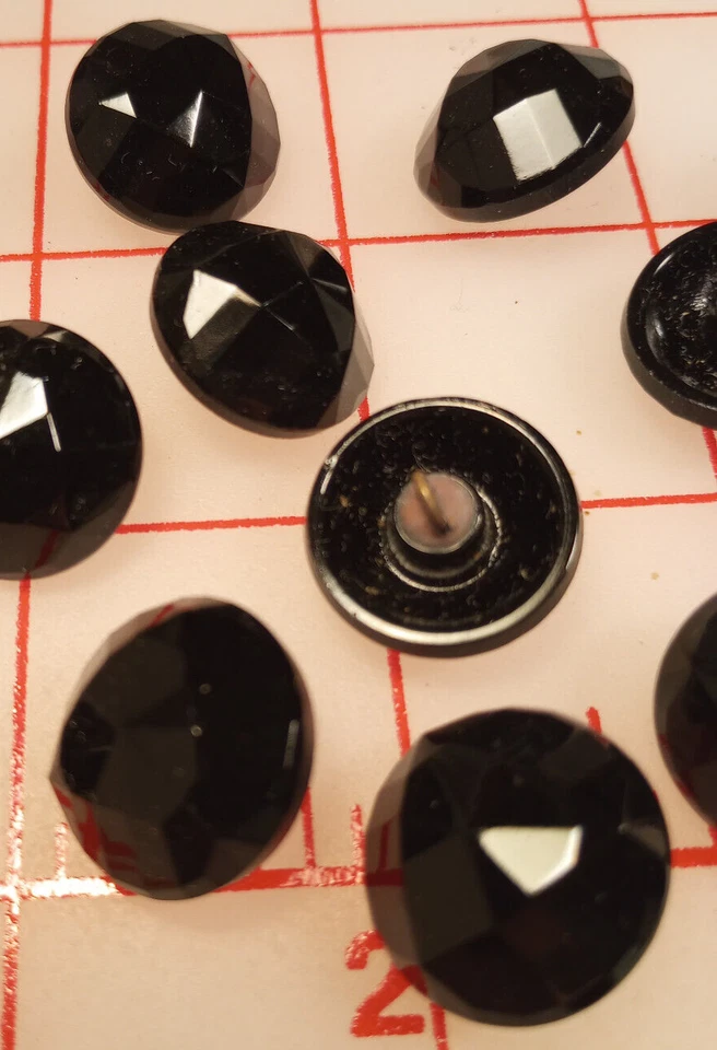 10 件复古黑色玻璃柄纽扣圆顶上衣带面 3/4 英寸 18 毫米 #8 — 第 2/4 张图片