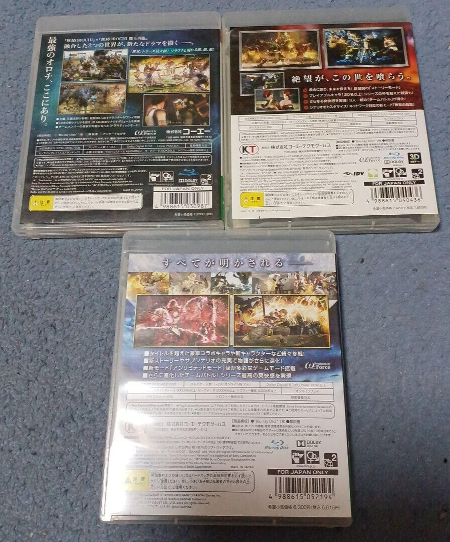 Lot 3 Musou Orochi Z & 2 & 2 Ultimate Set PS3 PlayStation 3