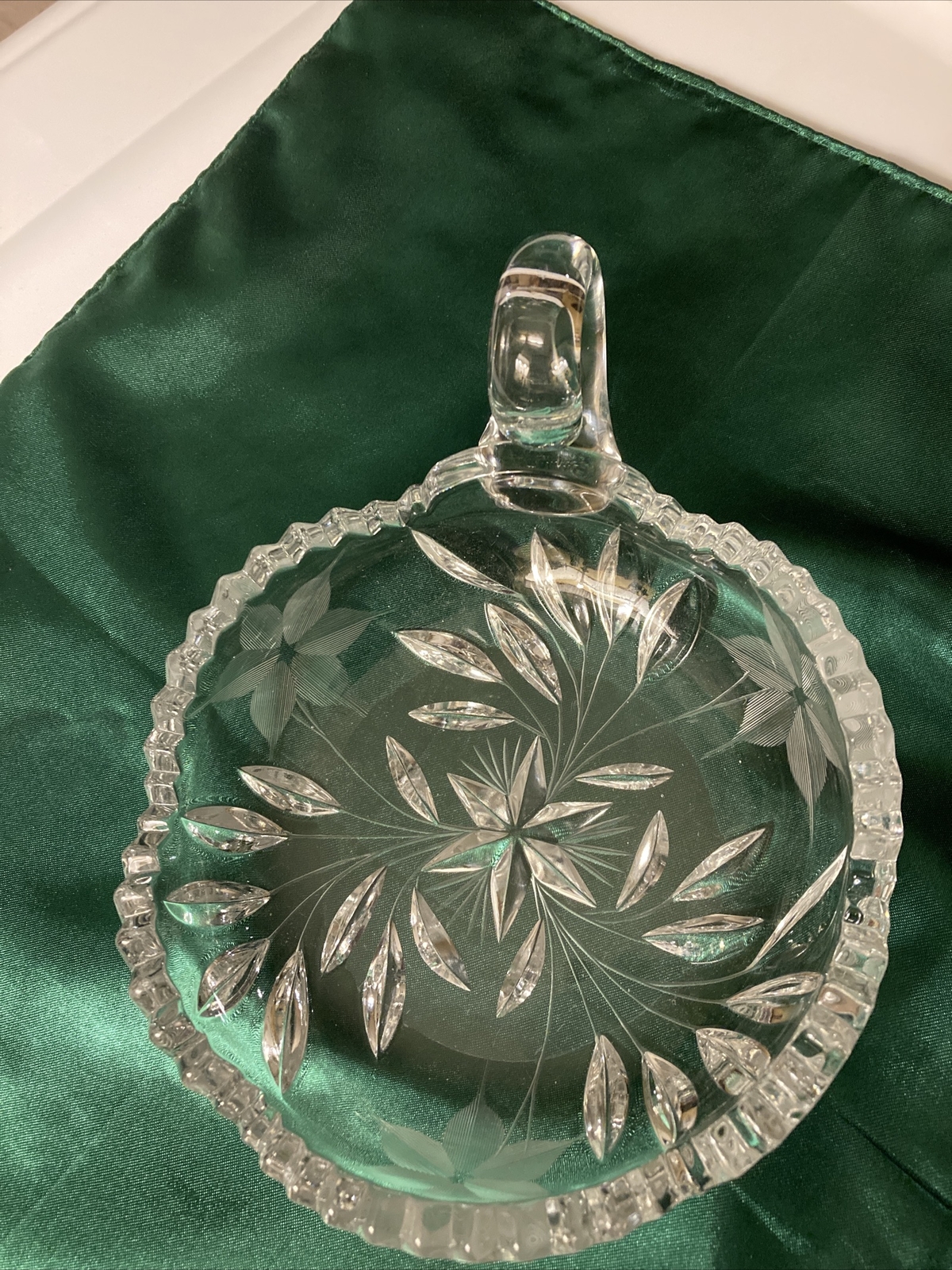 Vintage Libbey Brilliant Cut Glass Candy Bowl Tray