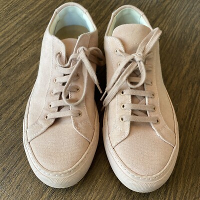 Woman by Common Projects Pink Blush Canvas Low Top Sneakers 
