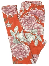 OS Lularoe Leggings Tropical Floral Orange Hawaii Size 2-10 NEW 258367