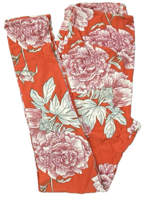 OS Lularoe Leggings Tropical Floral Orange Hawaii Size 2-10 NEW 258367