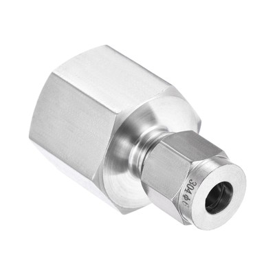 Compression Tube Fitting 1/2NPT Female Thread x 6mm Tube OD 304 Stainless Steel