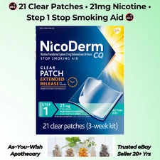 NicoDerm CQ Step 1 21mg 21 Clear Patches Exp 01/27 Nicotine Stop Smoking Aid OTC