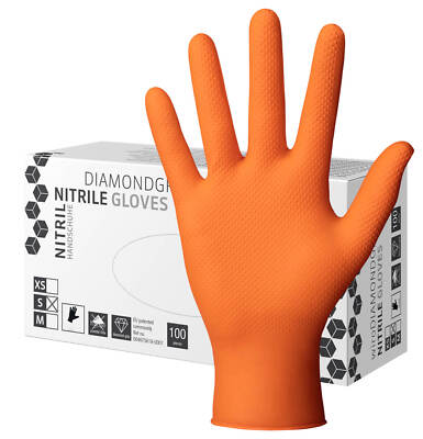 Nitril Handschuh Diamantgrip 100 Stück | Arbeitshandschuhe Einweg Montage 