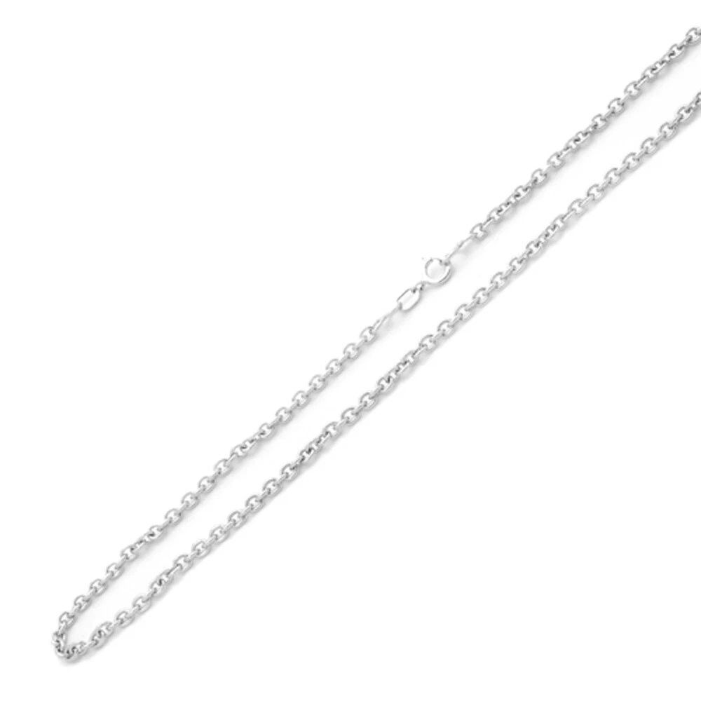 Men Women 14K White Gold Chain 2.2mm Rolo Chain Necklace