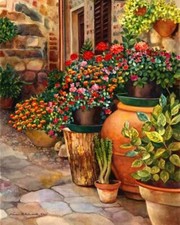 Diamond painting kit - Flowers in pots by Diamondmosaic