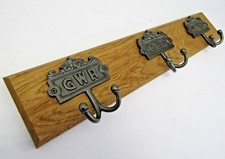 7 sizes HANDMADE SOLID OAK WOODEN CAST IRON HAT & COAT HOOKS RAIL RACK BOARD 