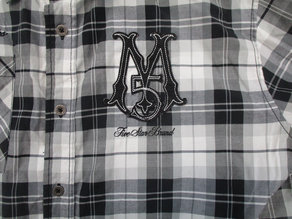 Mecca Shirt Mens 2XL XXL Black White Y2K Embroidered Hip Hop Button Up - Image 4 of 4
