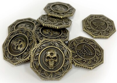 TAINTED GRAIL BOARD GAME / 10 METAL DIALS COINS / FALL OF AVALON