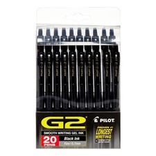 Retractable Gel Ink Pens Fine Point Black Ink 20 Count Pack