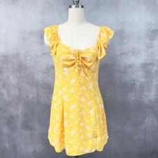 Lulus Sunny Paradise Womens Dress Large Milkmaid Mini Cottage Coquette Ruffled