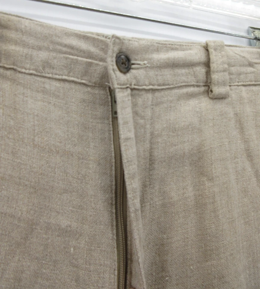 VINTAGE Gap Pants Men 34X30 Beige Khaki Linen Trousers Safari Baggy High Rise - Image 2 of 4