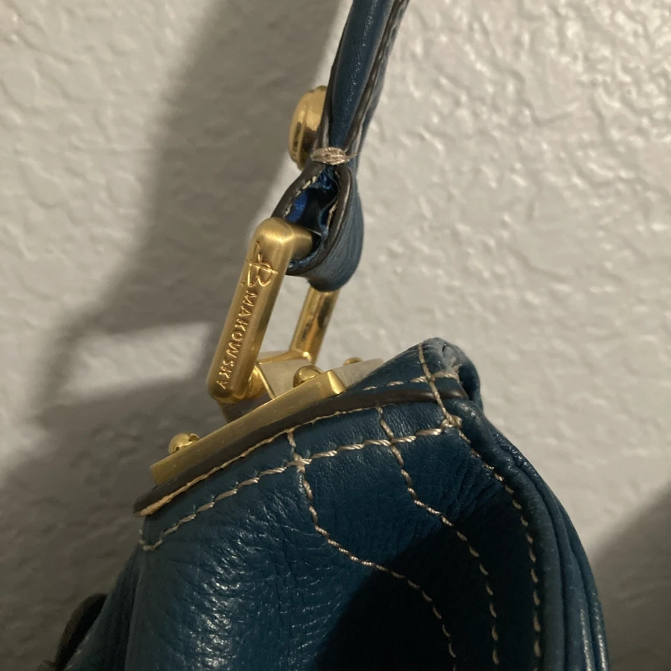 Bolso de Hombro B Makowsky Azul Teal Cuero Guijarro Suave Lg Holgado Hobo Foto 3 de 4
