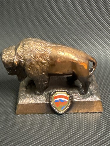 VINTAGE COPPER WILD BUFFALO FIGURINE Colorado State SOUVENIR-MOLDED ITEM