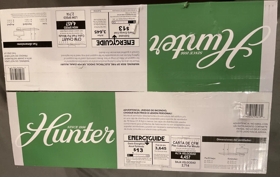 New Hunter Kennicott 44” Matte Black Indoor Outdoor Ceiling Fan 59613 - Image 2 of 2