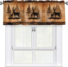 Giwawa Forest Deer Kitchen Curtain 54"W x 18"L (Pack of 1), Brown 