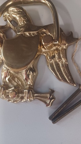 Vintage Heavy Virginia Metal Crafters Eagle Solid Brass Door Knocker w/shield - Picture 4 of 8