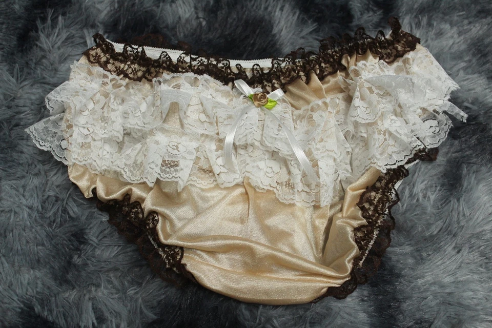 Calcinha de biquíni de náilon marrom tão fofa estilo vintage 3XL/Elástico W.25-46" #A24 - Imagem 3 de 4