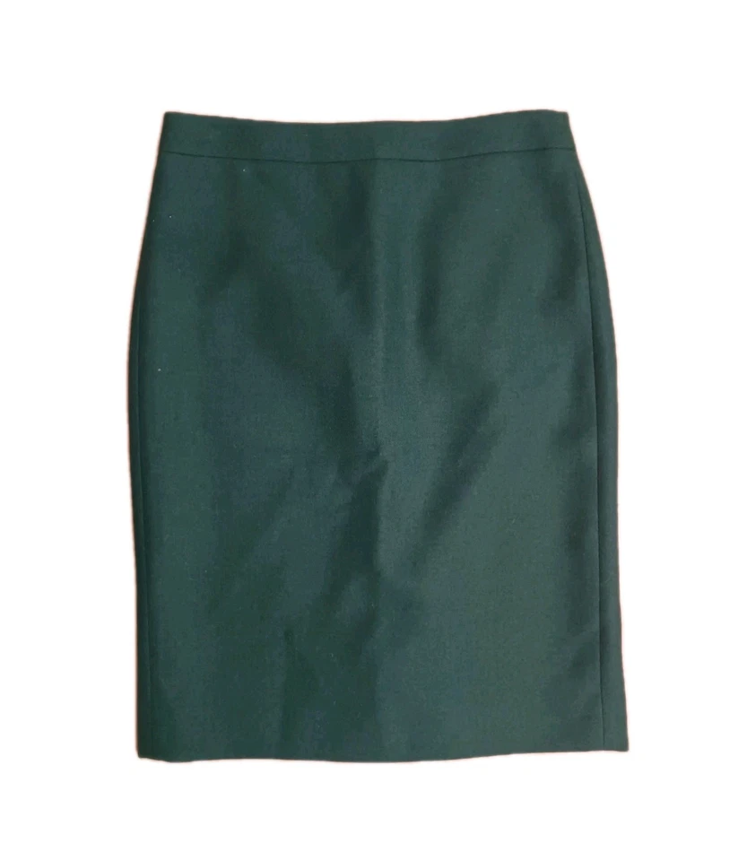 J. Crew No. 2 Falda Lápiz Doble Serge Donegal Lana Kelly Verde Esmeralda Talla 0 Foto 2 de 4