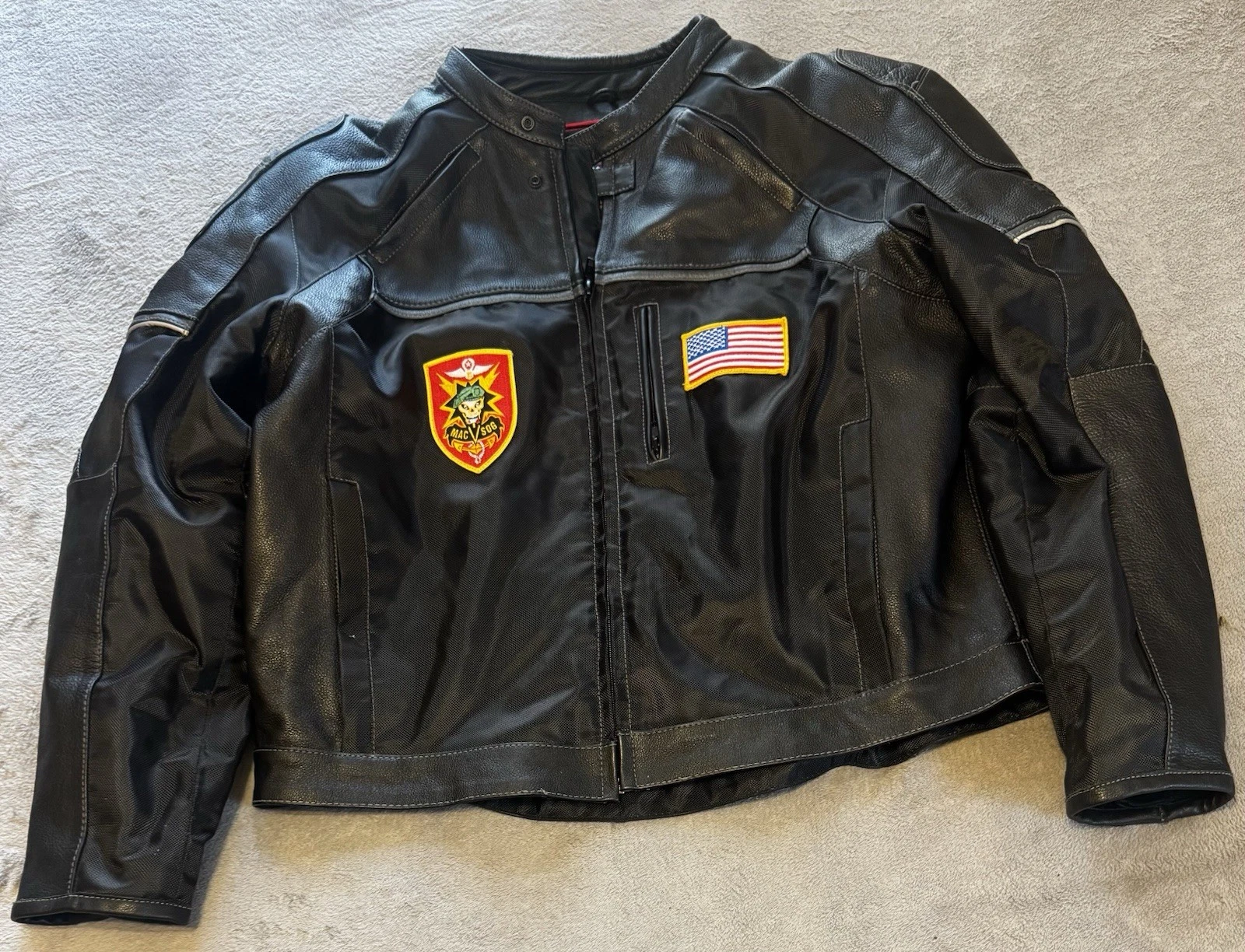 First Racing Motorcycle Jacket XXL Leather Textile MAC V SOG USA Patch image 2