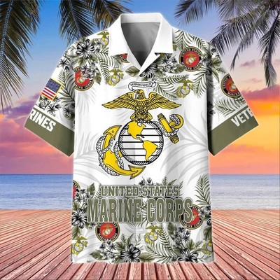 Eagle US Marine Corps Veteran Hawaiian Shirt Unique USMC Aloha Shirt Gifts For V