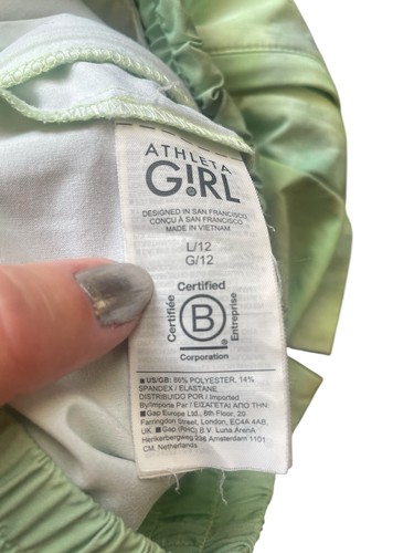 Athleta Girl LARGE 12 Green Tie dye Athletic Workout Gym Shorts - Picture 3 of 7