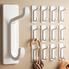 12 Pack Wall Hooks for Coat and Towel: 13LB Strong Adhesive Door Hanger Stick...