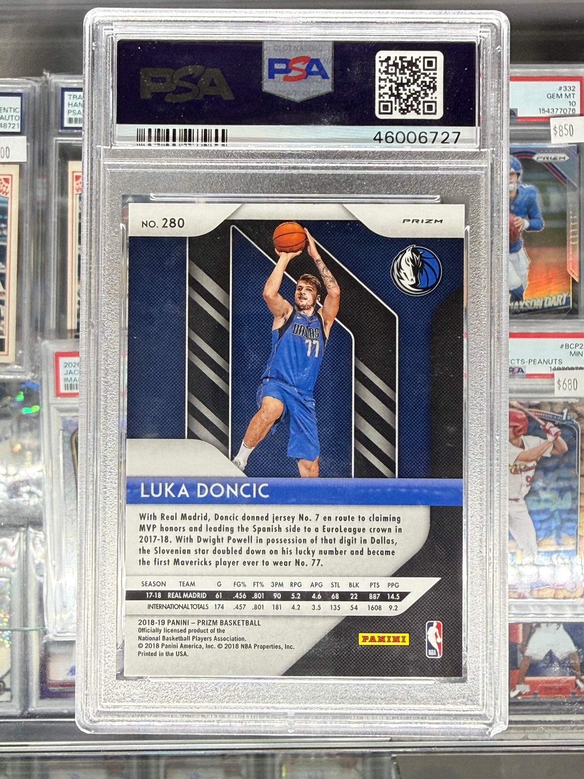 2018 PANINI PRIZM LUKA DONCIC SILVER PRIZM #280 PSA 10 GEM MINT view 2