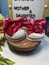 Build A Bear BAB Pink Glitter Sparkle High Top Sneakers Shoes Lace Up