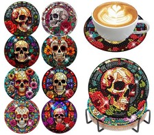 8 Pcs Skull X0.5 Skulls Diamond Art Coasters Kit DIY Craft