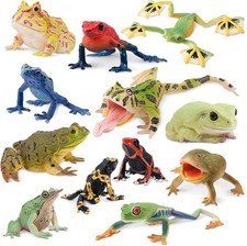 Frog Toy Figures, Plastic Rainforest Woodland Animals Toy Frogs Set with Realist