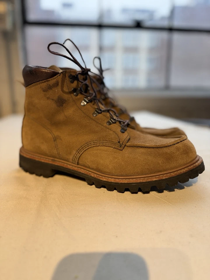 Red Wing Shoes Men's Camel Swede Leather Lace Up Boots Size 12 D Made In USA - Image 3 of 4