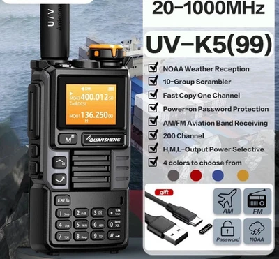 Quansheng UV-K5(99) Unlocked Band 10MHz-1.3GHz + Spectrum Analyzer AM FM CB k5 8