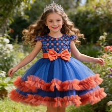 Flower Girls Bowknot Sequin Princess Tutu Dress Kid Children Pageant Party Gown