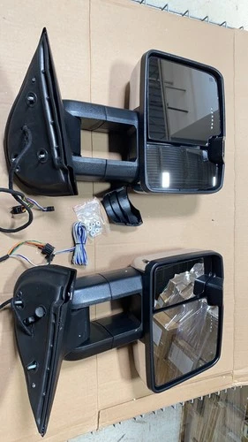 Used Chrome Tow Mirrors Assembly For 07-14 Chevrolet Silverado Sequential Singal