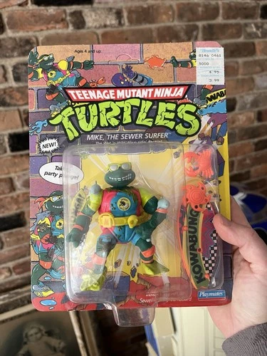 Vtg 1990 Playmates TMNT Mike The Sewer Surfer MOC Figure TEENAGE MUTANT NINJA