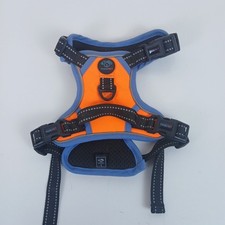 PHOEPET No Pull Dog Harnesses Reflective Adjustable-Orange Blue Size Small