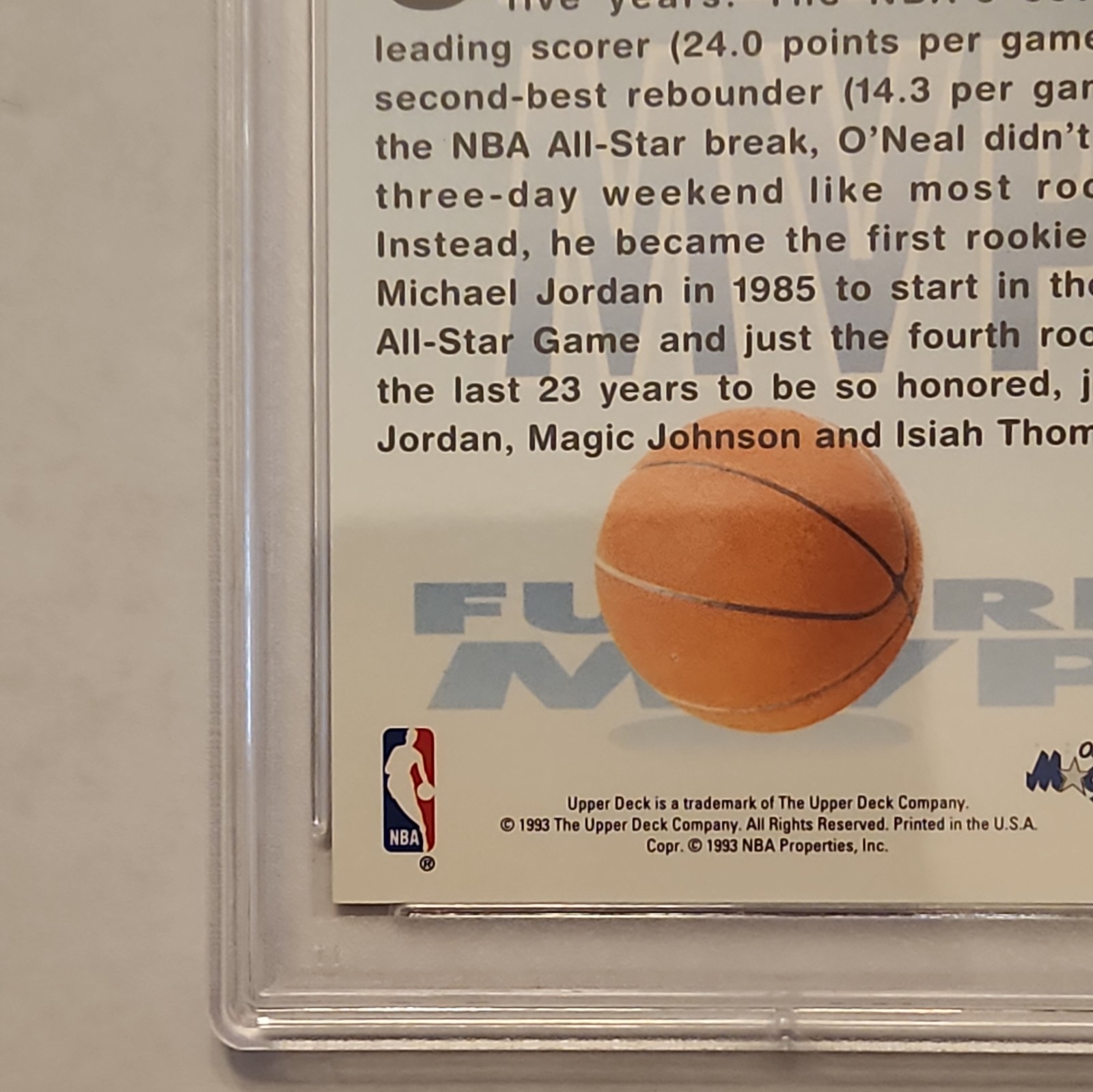 1992 Upper Deck MVP Holograms #35 Shaquille O’Neal Rookie Card PSA 8  view 6
