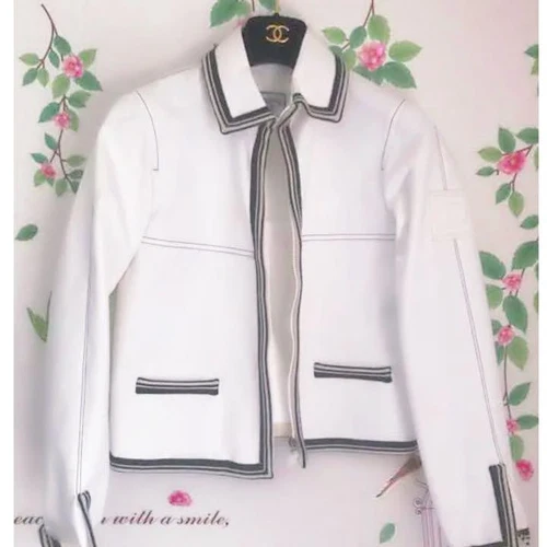 CHANEL giacca denim bianco pantaloni donna moda abiti casual