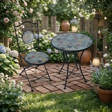 Tavolo da Giardino Rotondo Set con 2 Sedie Ø 60xh75 cm cm Mosaico VivaGarden
