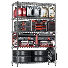5-Tier Heavy Duty Metal Storage Shelving Unit (Black, 17.7" D x 47.2" W x 72....