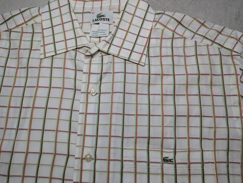 Lacoste Men's 42 Large Button Down Long Sleeve Cotton Multicolor Checkered - Picture 4 of 8