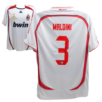 Paolo Maldini Signed AC Milan Away Soccer Jersey #3 with Beckett
