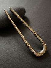 Silberfarbene Haarnadel U-Form | Hammertextur Haarforke | Edles Haaraccessoire