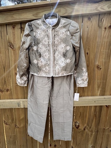 NWT VTG 80s 90s Renfrew Collection Silk Embroidered Suit Sz 12 Jkt & Sz 10 Pants