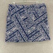 Karen Scott Skort Womens 16 Navy Floral Twill Stretch Mini Chino Pockets Casual