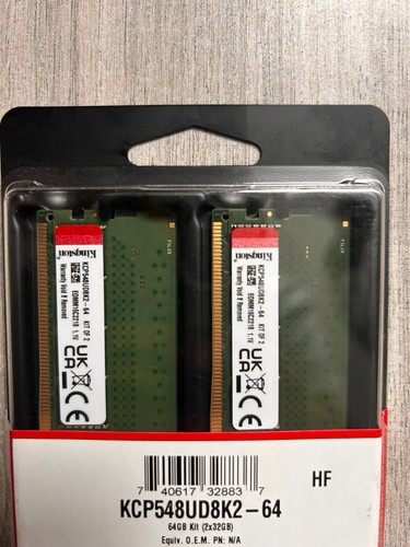 64GB (32GB x2) Kingston KCP548UD8K2-64 DDR5 4800MT/s Non-ECC Memory DIMM - Afbeelding 2 van 8