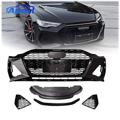 For 2019-2023 Audi A6 Upgrade to RS6 Style Front Bumper Kit Assembly W/ Grille